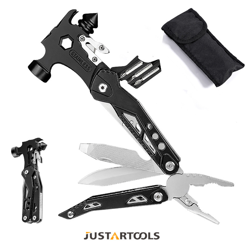 Wholesale outdoor multi-functional window-breaking tools, hammer pliers, portable vehicle-mounted survival and camping folding multi-purpose emergency escape hammers full figure