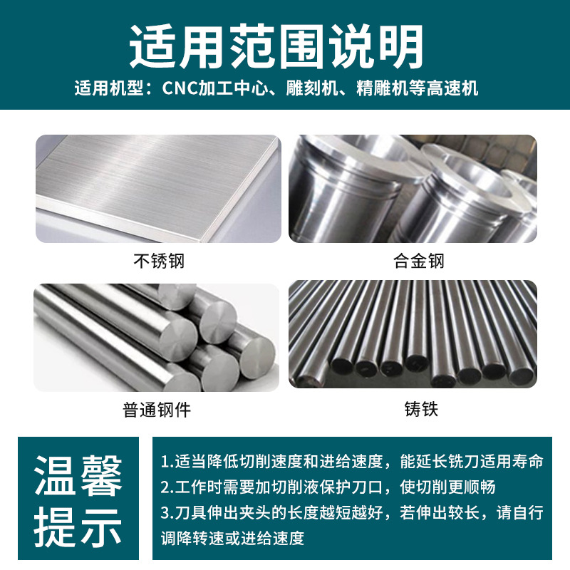 70-degree ball-end mill, special R ball cutter for cemented carbide and stainless steel, tungsten steel two-edge end mill, CNC tool details Picture