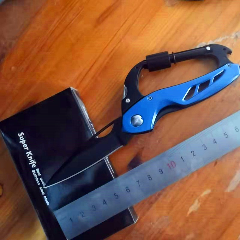 New aluminum alloy and stainless steel outdoor five-in-one tool, mountaineering buckle folding knife, promotional gift knife undefined