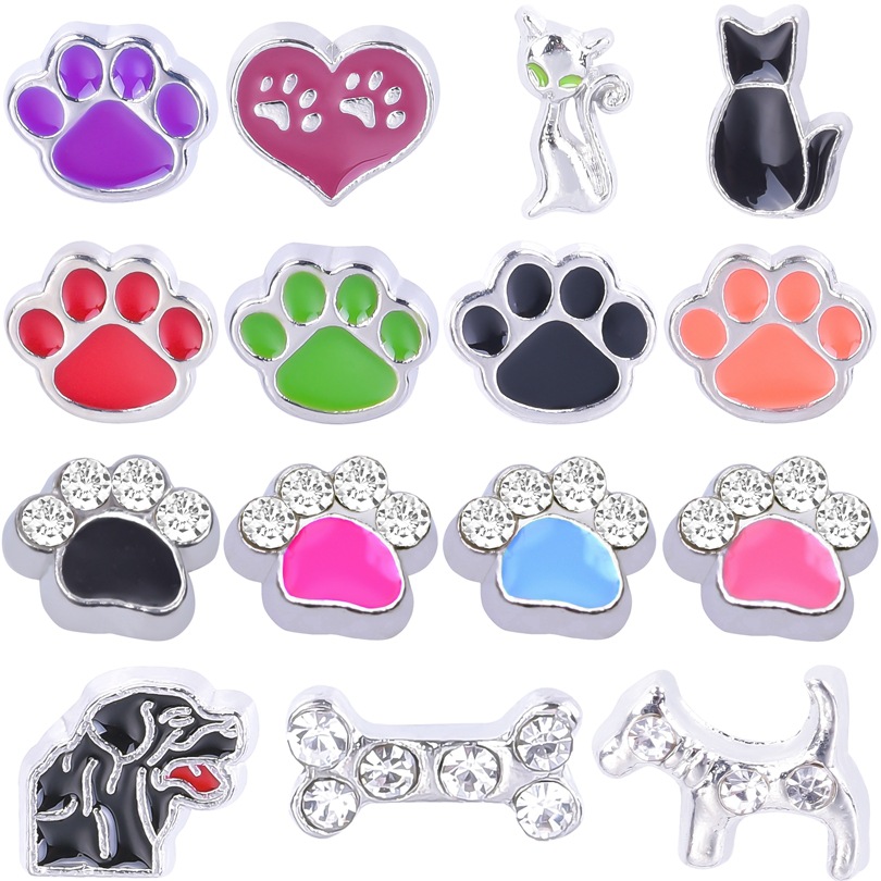 Cross-border Cat paw accessories Charm Module bracelet, single DIY patch Floating charms locket full figure