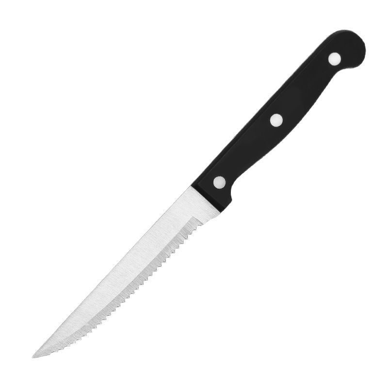 Amazon plastic-handled steak knife, stainless steel serrated steak knife, hotel Western food knife, Western style, American style, British style Item Picture