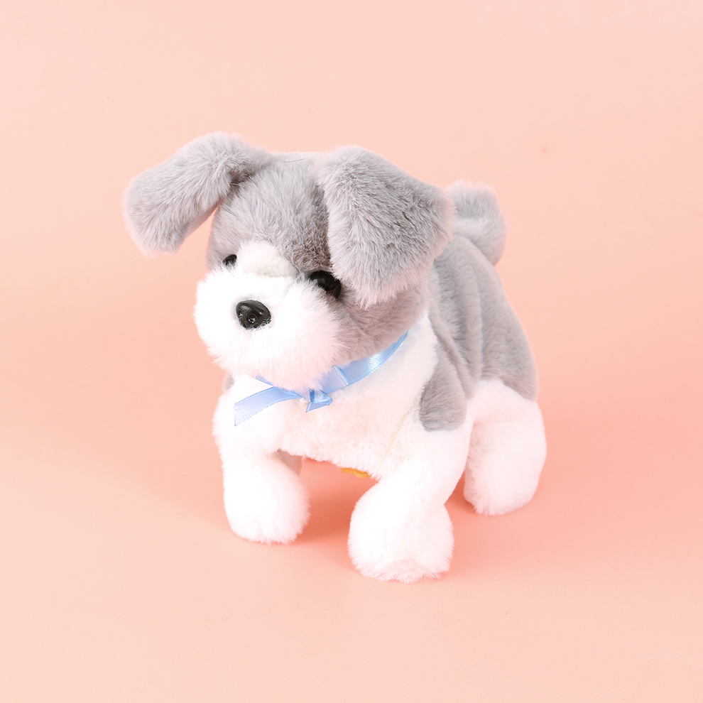 Children's toys, simulated cat dolls, can walk and bark, electronic pets, blue ribbons, electric plush dogs and cats, boys and girls