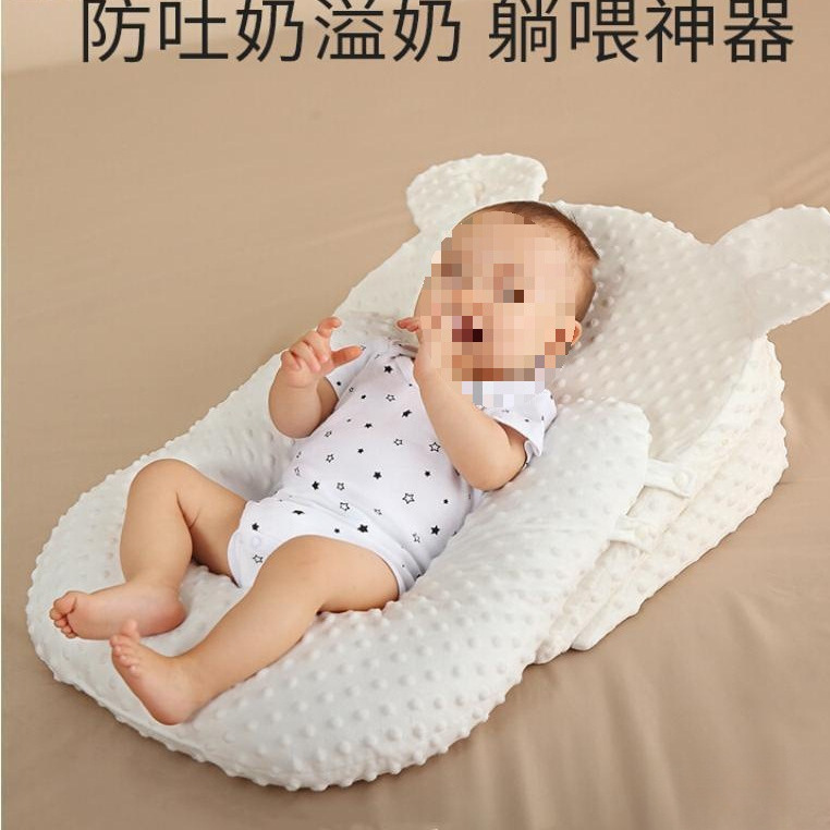 Anti-spitting baby slope pad, newborn pillow, baby feeding and lactation pillow, lying feeding, overflow and choking milk pillow, Amazon details Picture