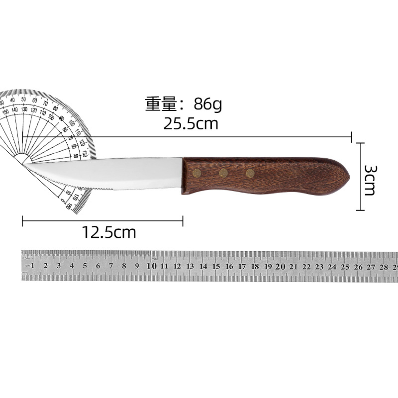 Amazon Hotel Home stainless steel kitchenware and tableware, Sabri handle steak knife, semi-serrated steak knife Specification drawing