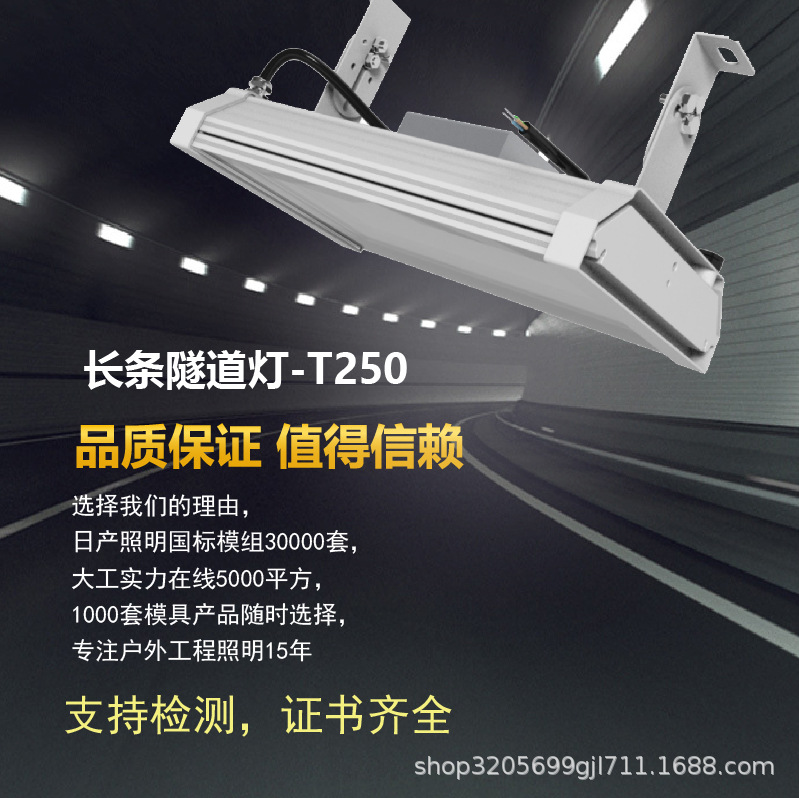 T250 Strip tunnel light LED tunnel light engineering model dimming tunnel light Smart lighting glass light-emitting surface Specification drawing