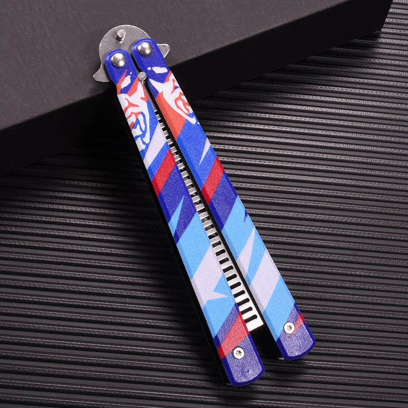 CSGO Butterfly Comb Practice beginner high appearance level folding comb wide teeth stainless steel men Night Slapping Butterfly comb Specification drawing