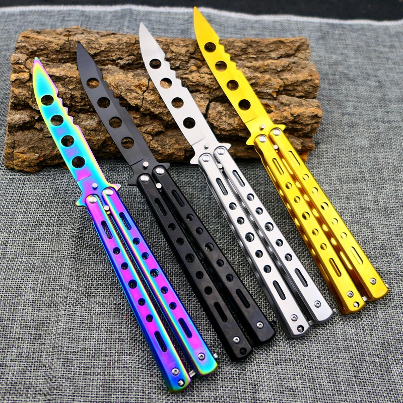 The csgo Butterfly Swing Knife peripheral game from the manufacturer features a fully steel 3D uncut training knife that is foldable and portable for fancy practice Specification drawing