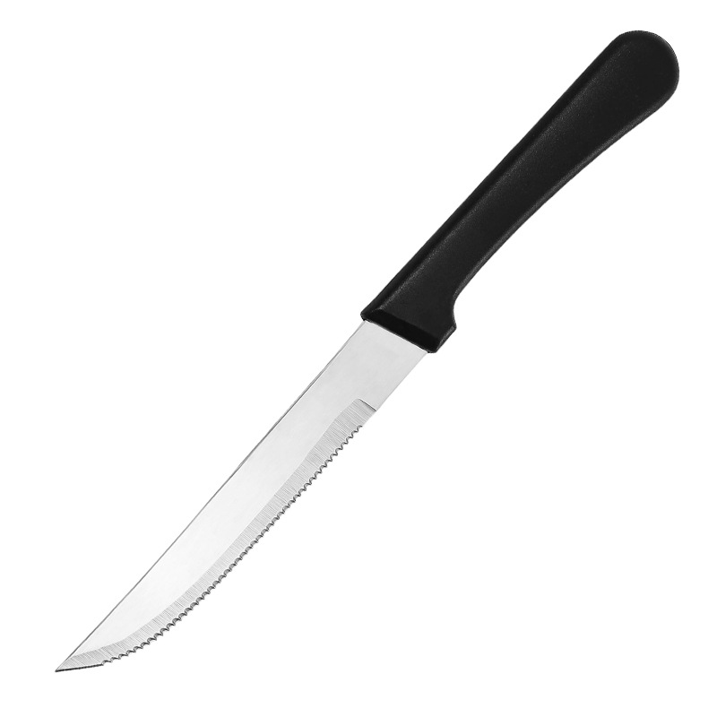 Amazon stainless steel kitchenware and tableware, black plastic handle, steak knife, fine serrated knife, steak knife, bread knife Item Picture
