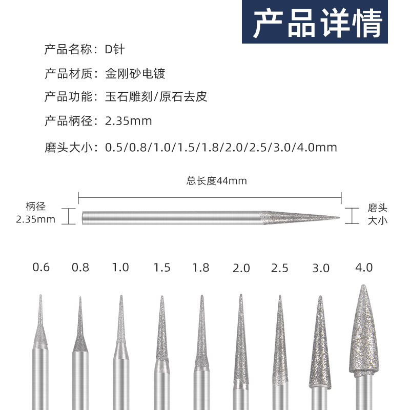 2.35 Handle D-needle drill bit, sharp needle, electric carborundum grinding head machine for jade, jade, agate and amber engraving Application Scenario