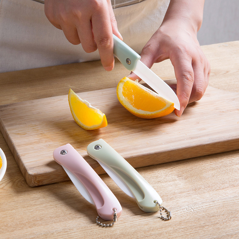 Ceramic fruit knife, household portable folding knife, kitchen vegetable and fruit knife, multi-functional peeler small knife full figure