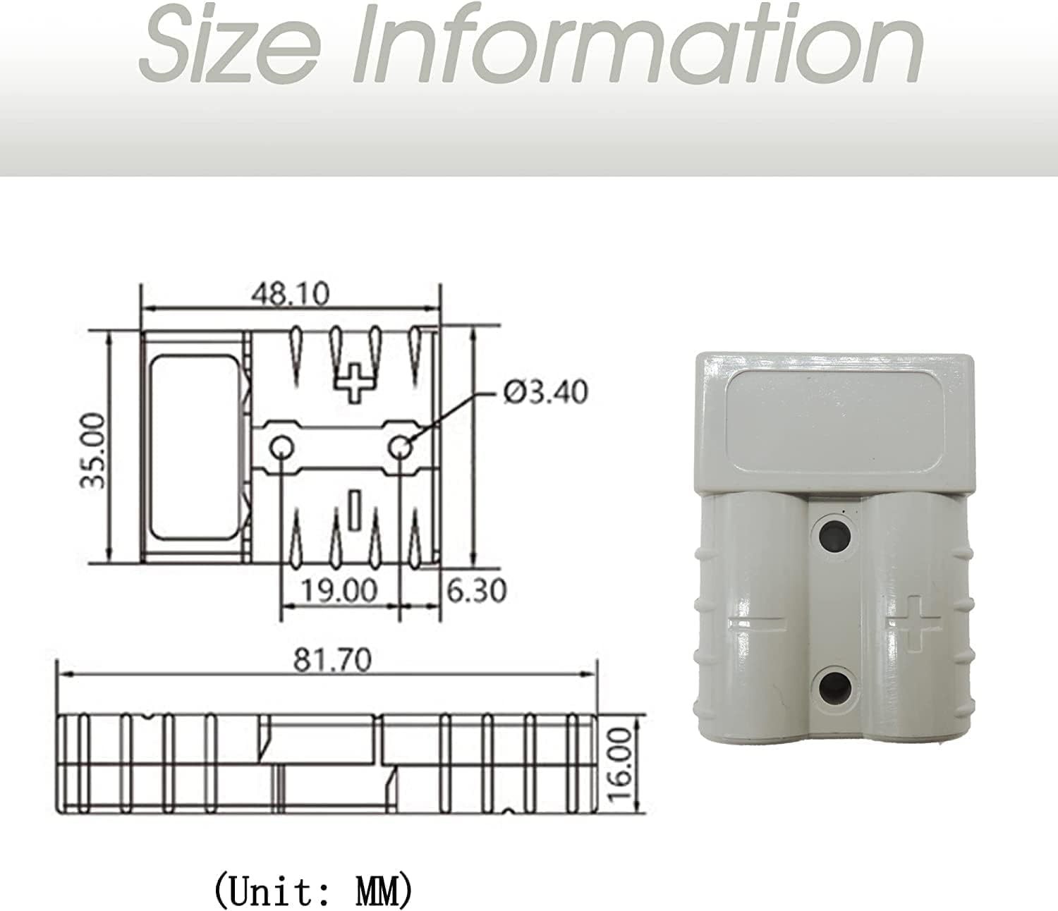 HISports Batterieanschluss 50 A Stecker, AWG 6-12 Quick Conn details Picture