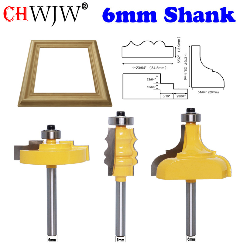 3PC woodworking milling cutter, profile cutter, photo frame cutter, profile cutter, face plate cutter, European photo frame profile cutter, classical profile cutter full figure