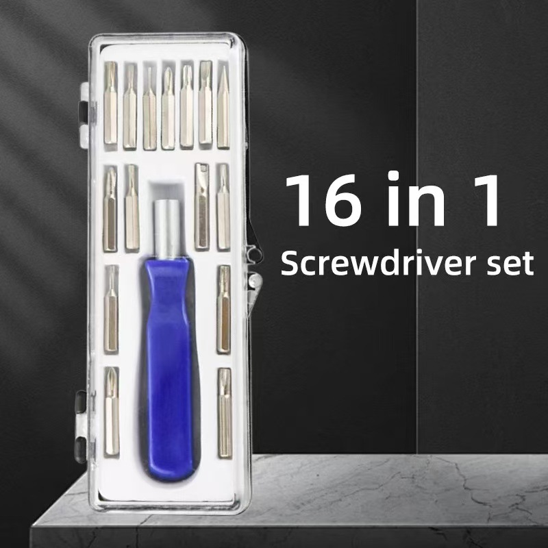 Cross-border 16-in-one screwdriver, multi-functional screwdriver, mobile phone and watch repair and disassembly tool, screwdriver repair tool Specification drawing