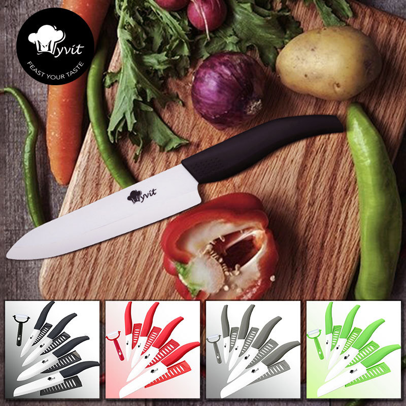 Cross-border ceramic fruit knife, household five-piece set, zirconia white blade arc-shaped handle, infant complementary food fruit peel knife details Picture