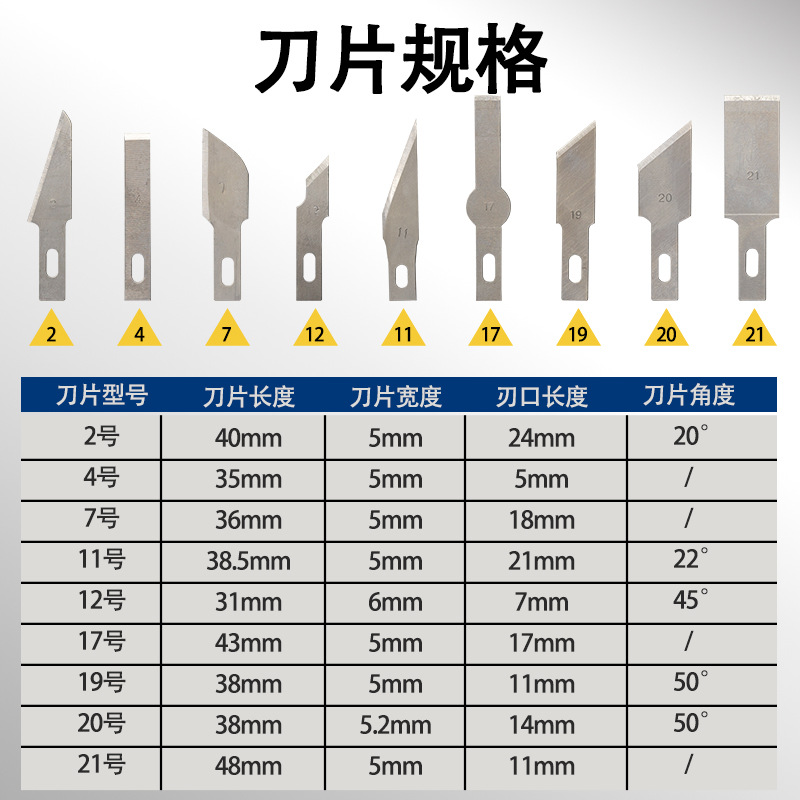 Tang's engraving knife 13pc handmade pen knife set, No. 11 sharp knife blade, with export metal engraving knife wholesale Specification drawing