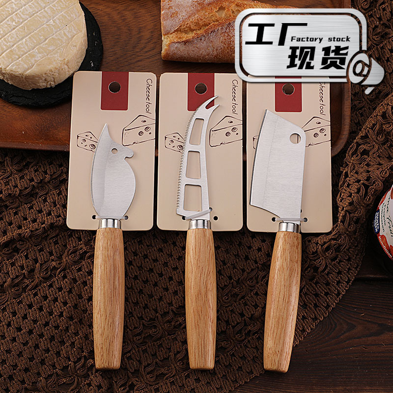Cross-border stock rubber wooden-handled cheese knife, cheese knife, cute mouse knife, serrated steak knife, mini kitchen knife details Picture