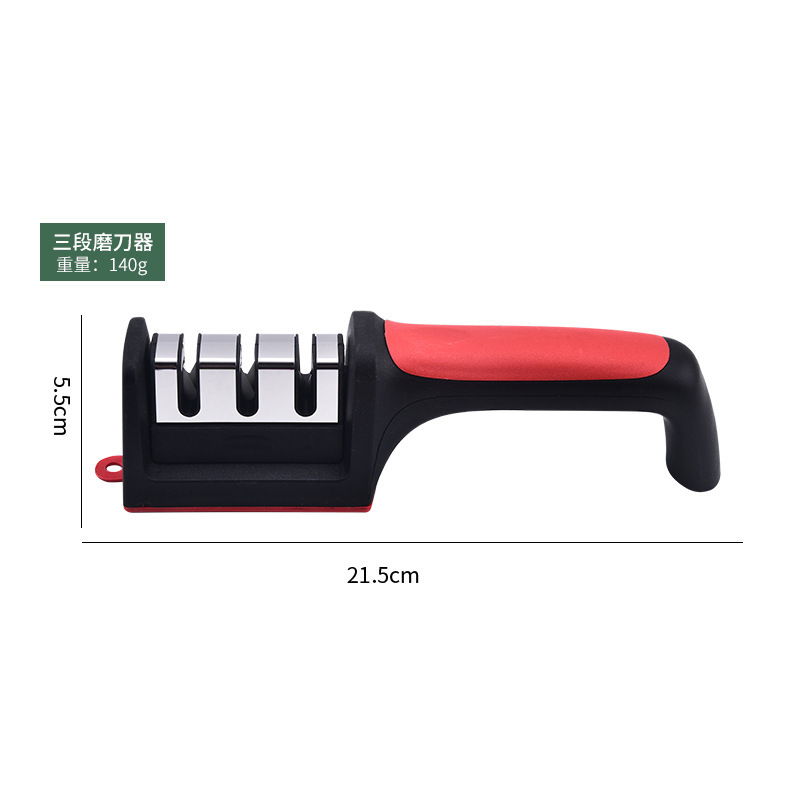 A household knife sharpener with three or four segments, a quick handheld knife sharpener, a small kitchen tool, and a multi-functional diamond knife sharpener Specification drawing