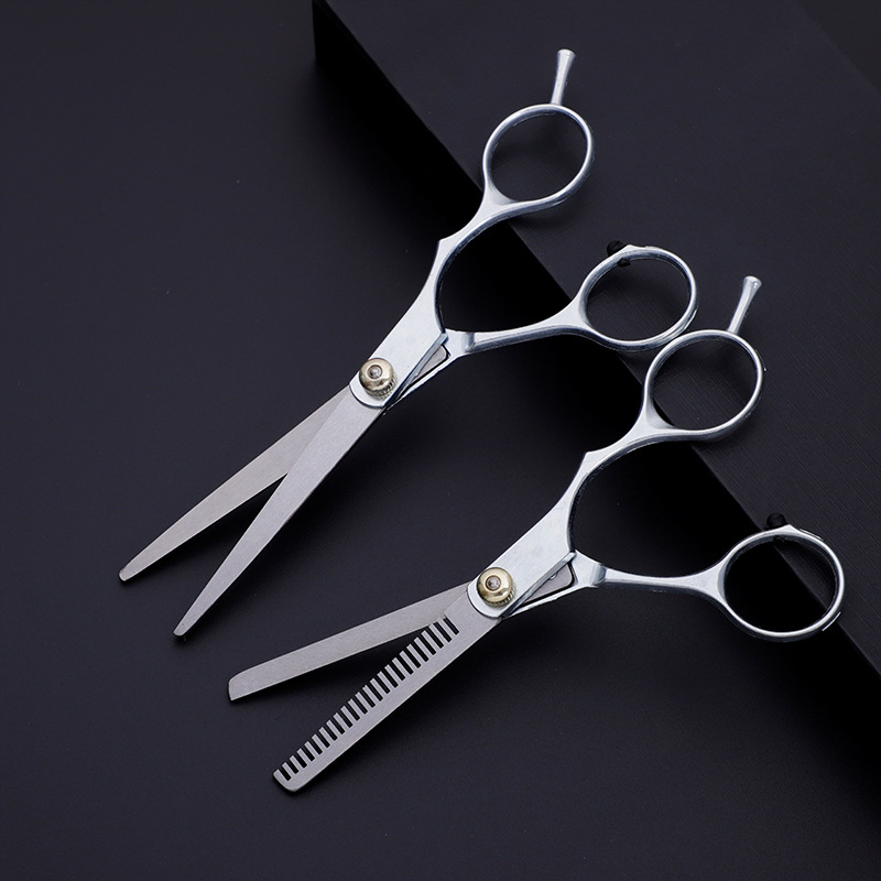 Wholesale hair scissors 5.5-inch and 6-inch stainless steel hairdressing scissors, straight teeth scissors, teeth scissors, thin scissors, hair scissors Application Scenario