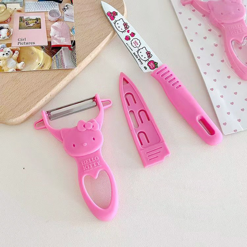 kt Fruit knife set, Hello Kitty peeler, multi-functional fruit peeler, stainless steel kitchen knives Specification drawing