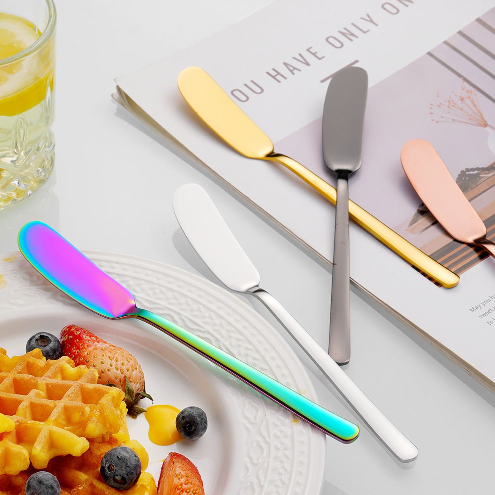304 stainless steel butter knife, Korean long-handled jam and butter spatula, Western tableware cheese knife, cream piping knife factory Specification drawing