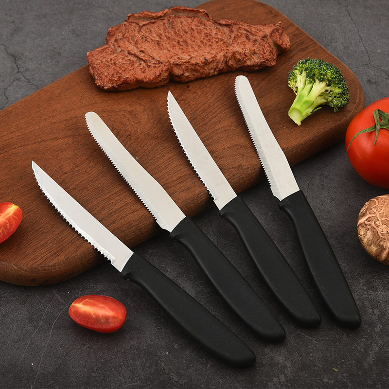 Factory wholesale stainless steel steak knives, Western tableware, serrated knives, steak knives, Western knives, kitchen tool gift boxes full figure
