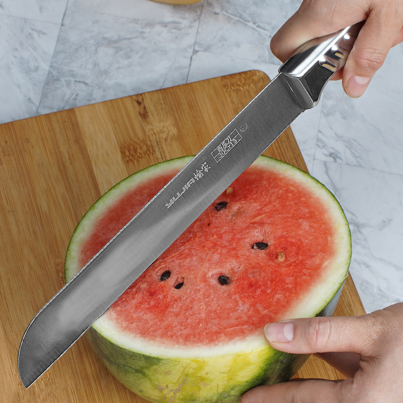 Factory wholesale of large stainless steel watermelon knives, household fruit knives, commercial extended fruit knives and Hami melon slicers Specification drawing