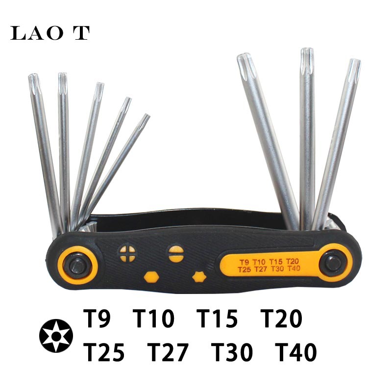 Wholesale of 8-piece portable folding wrench set with screwdriver hex socket Item Picture