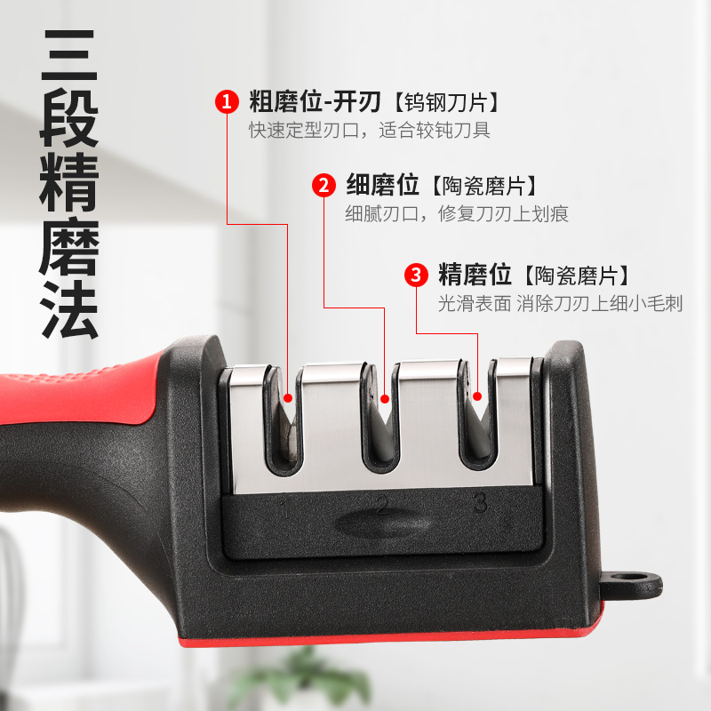 Multi-functional three-in-one knife sharpener, quick knife sharpener, manual household kitchen knife, easy kitchen knife sharpener details Picture