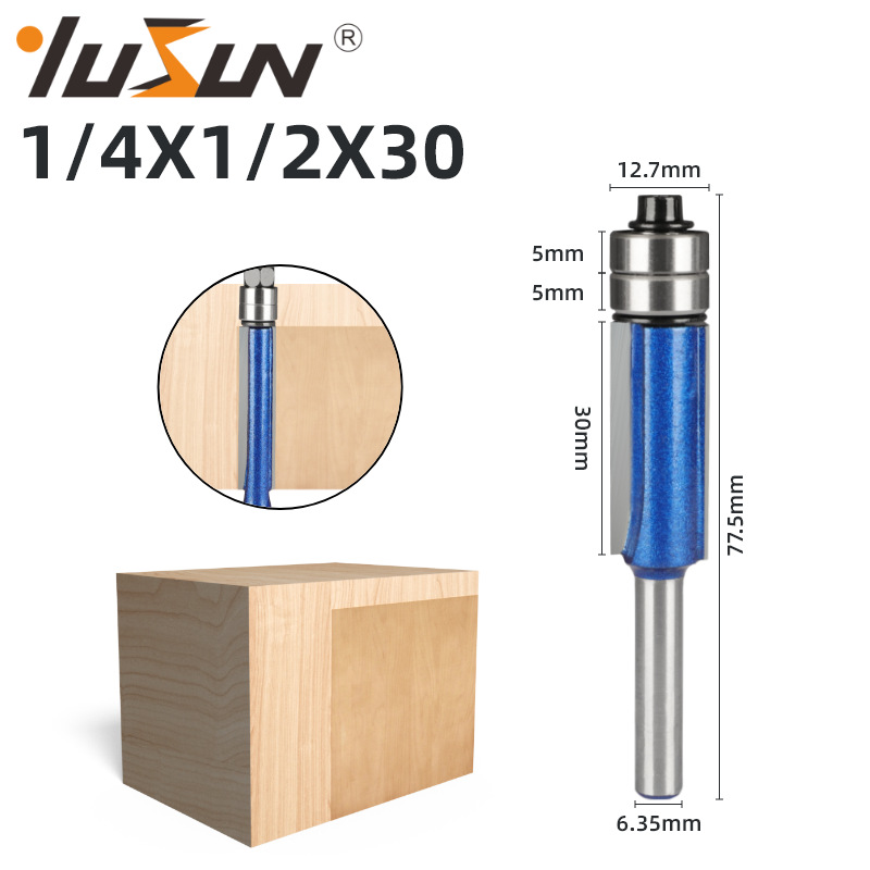 Yusheng double-axis trimming knife Flash Silver Blue 1/4 handle woodworking milling cutter with double-edge trimming machine head bakelite milling undefined