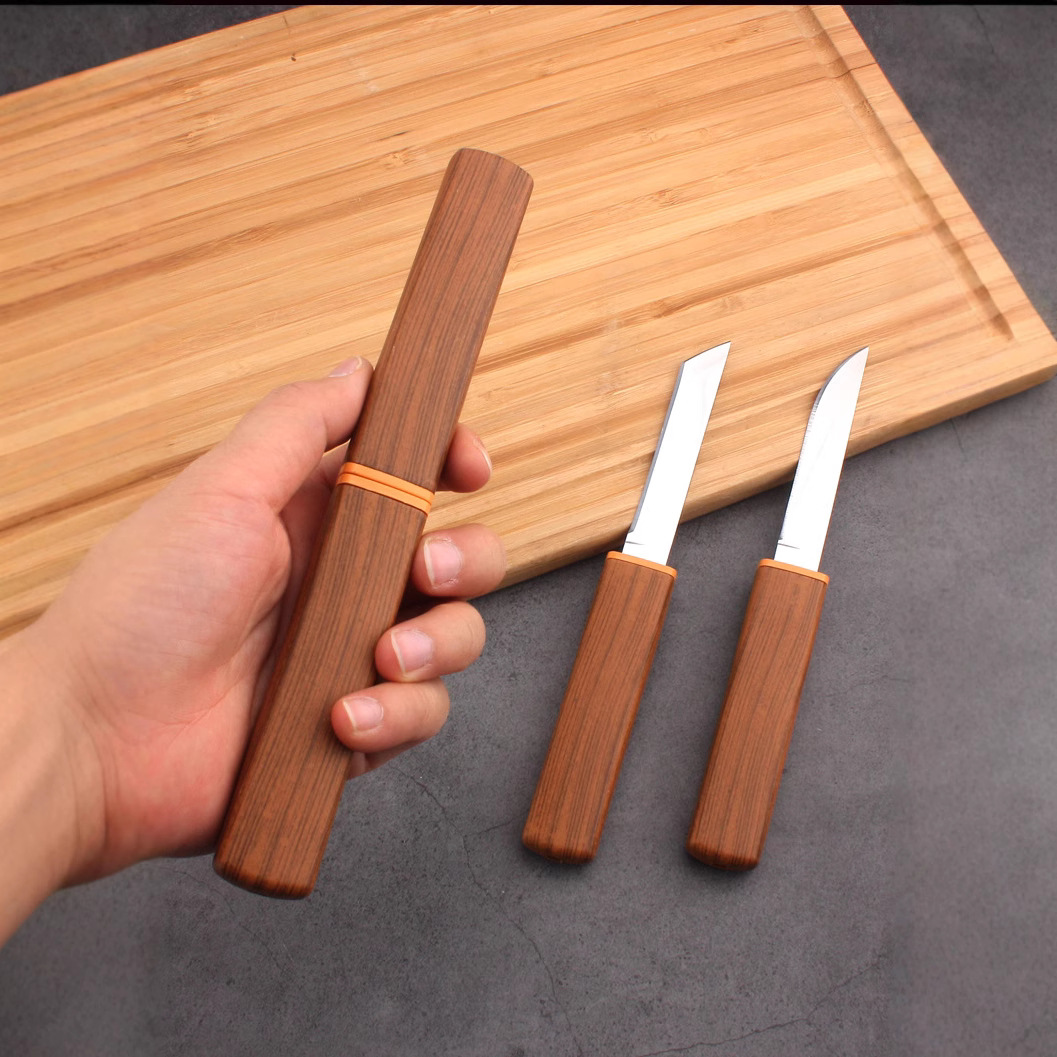 Dragon and Phoenix Double Knife Portable Fruit Knife, Household stainless steel knife, Outdoor Mandarin Duck Double Knife Meat Knife, internet-famous knife full figure