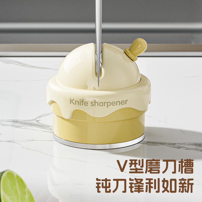 New ice cream suction cup type knife sharpener, household whetstone, kitchen knife sharpening tool, magic tool, fast knife sharpener details Picture