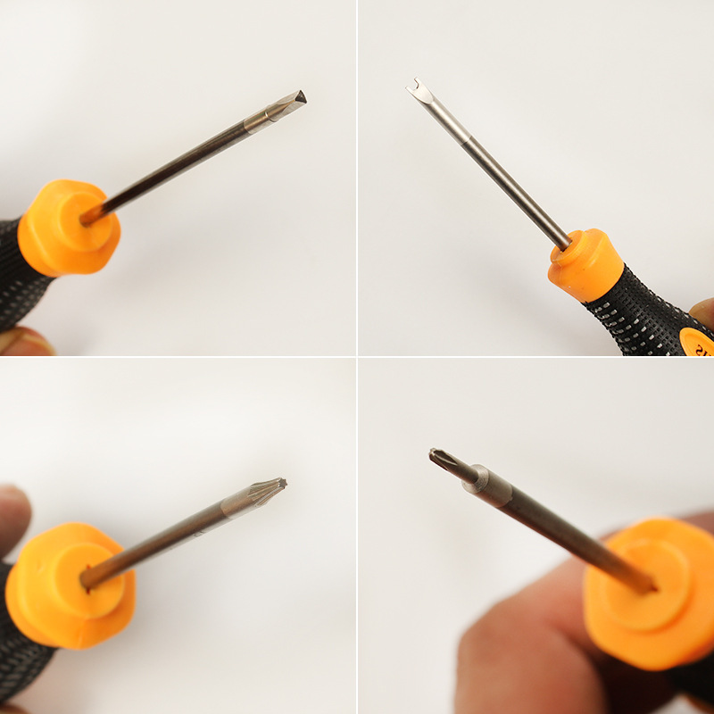 Irregular-shaped screwdrivers, taper screwdrivers, cross 1.5, pointed triangle, flat triangle 2.3, plum blossom T6, U-shaped 2.6 Specification drawing