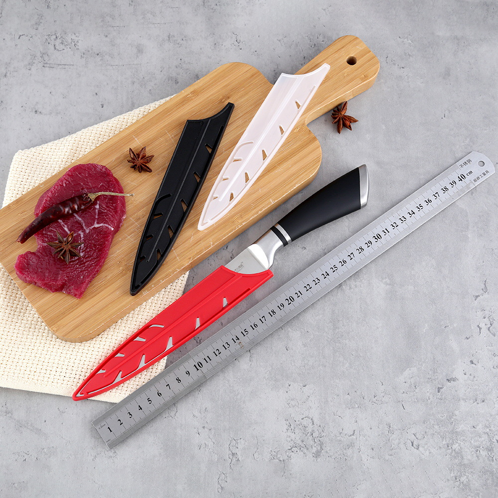 Yangjiang Xingye Plastic Injection Molding Factory's Qianye knife sheath, blade protection rubber strip sleeve, red transparent knife sleeve Specification drawing