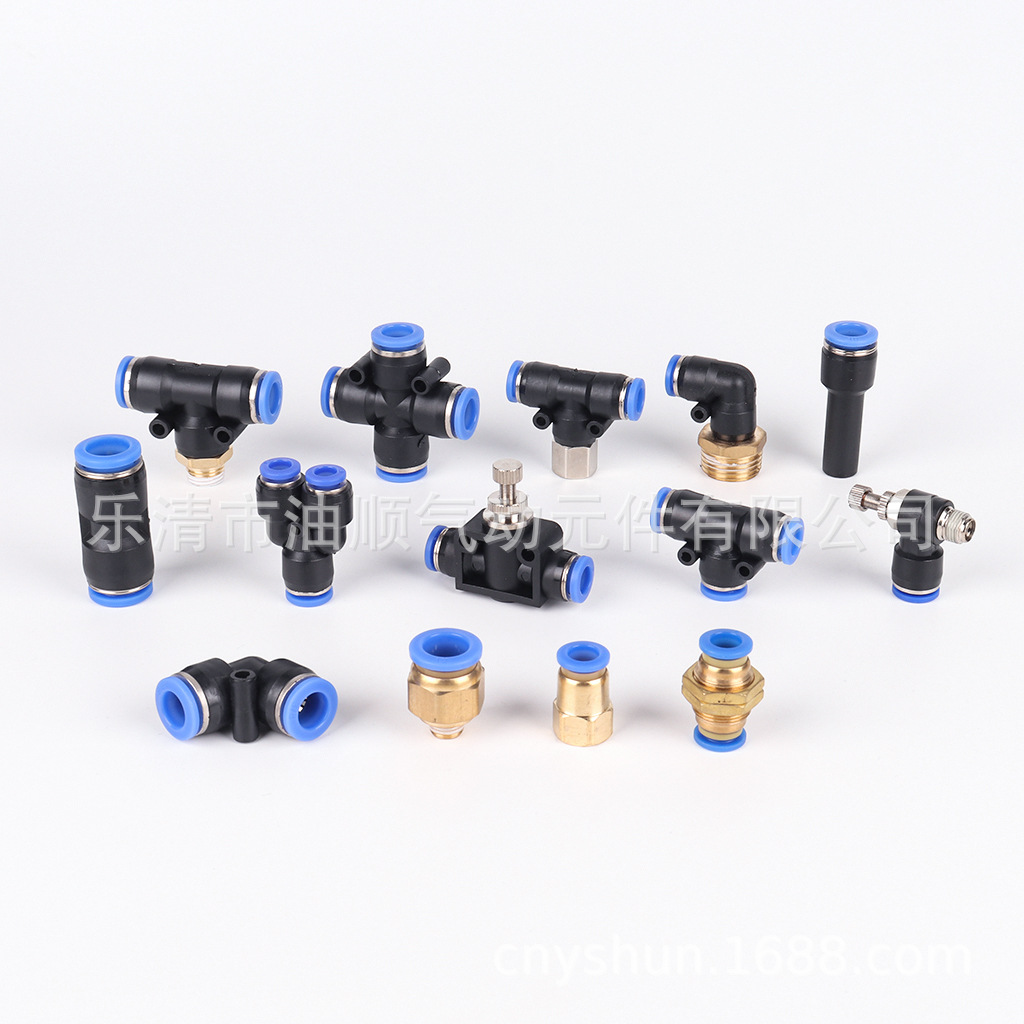 PE T-type air pipe fitting, British standard non-standard fitting, pneumatic fitting, quick plug fitting, hose fitting, three-way reducer Item Picture