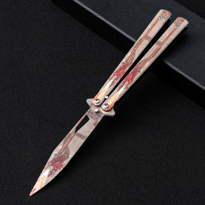 Factory direct sales of butterfly knives, pattern practice knives, folding knives, stainless steel hand-swinging ornamental knives, outdoor knives without sharp edges undefined