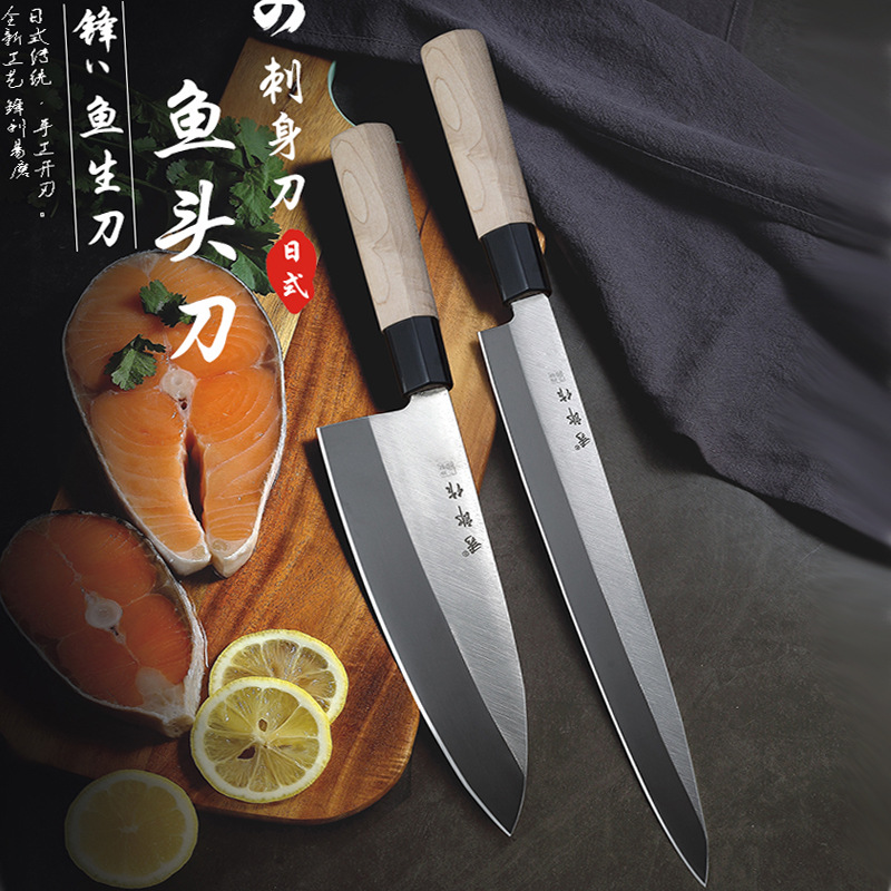 Shiro sushi knife, Japanese sashimi knife, salmon cutting knife, raw fish slice knife, willow leaf knife, Japanese cuisine knife details Picture