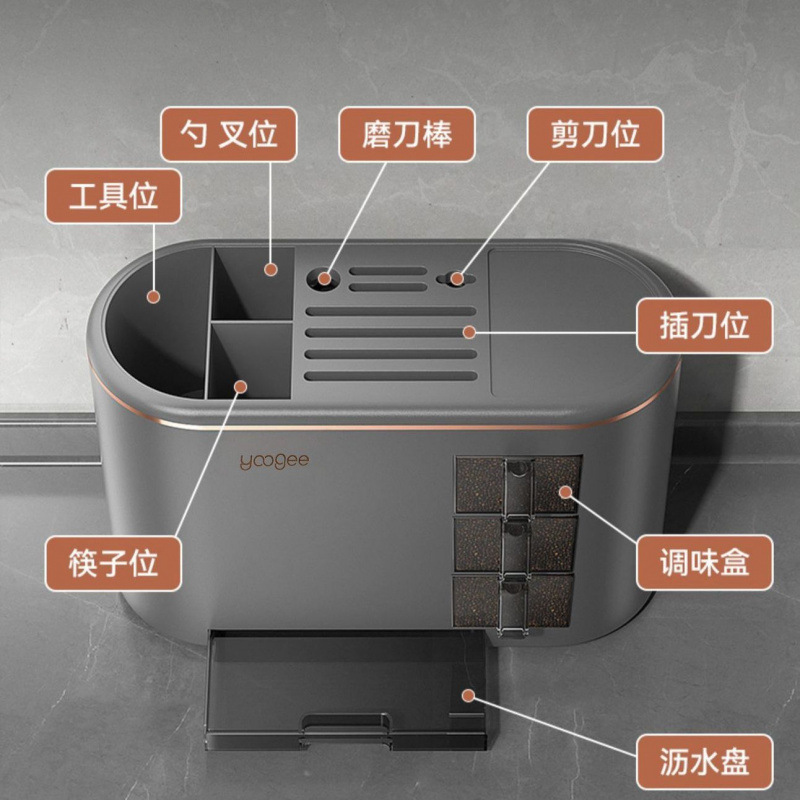 Wholesale of multi-functional knife racks, integrated kitchen knives, chopsticks, household items, seasoning boxes, storage box racks and kitchen storage racks details Picture