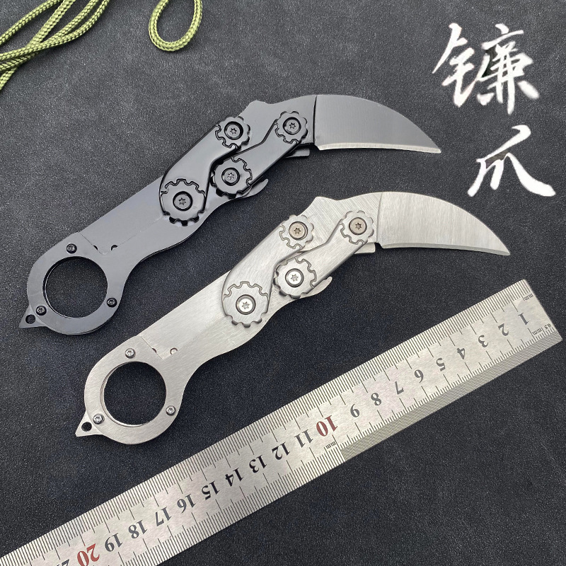 Folding knife for the wild, forging claw knife, multi-functional outdoor survival knife, portable mini fruit knife, sickle full figure