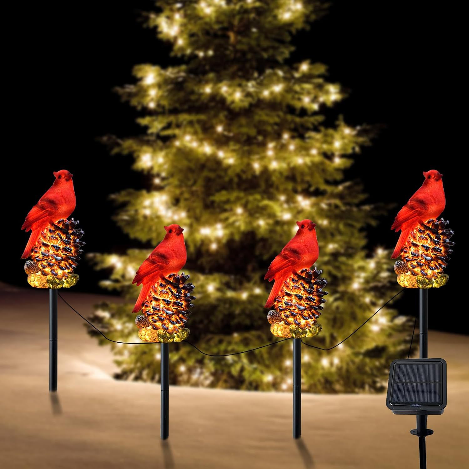 New solar resin garden Christmas bird cartoon courtyard decoration outdoor garden ground insert balcony landscape light Specification drawing