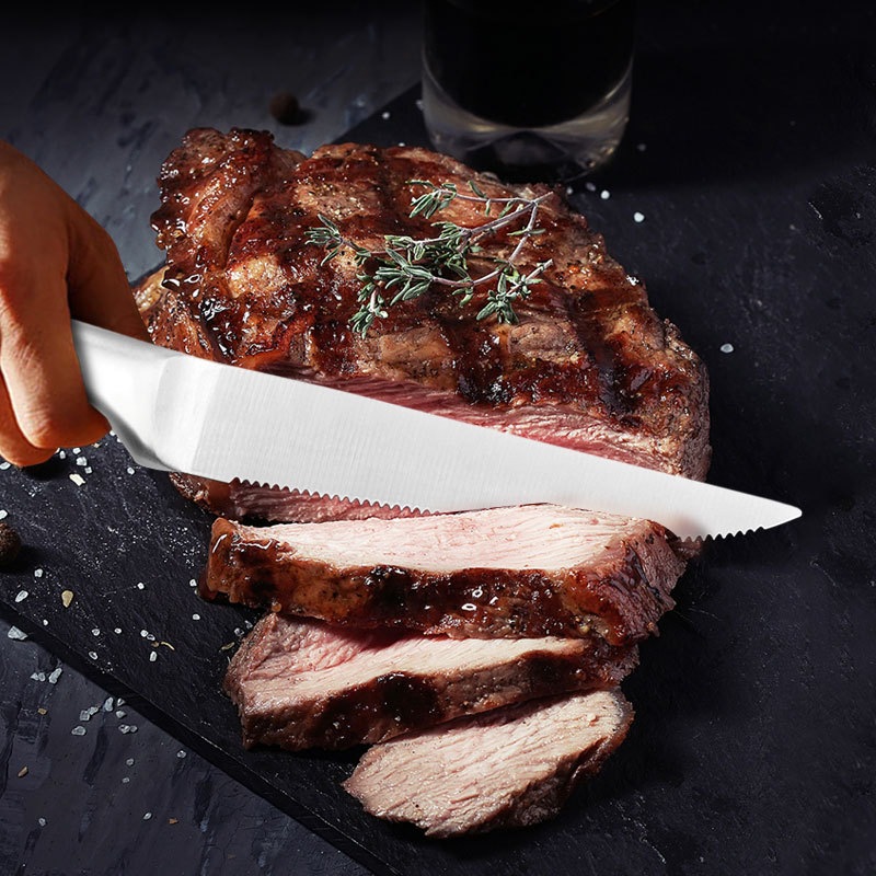 Factory direct supply of stainless steel steak serrated knives, Western-style steak knives, 6-piece gift box set for hotel Western cuisine Application Scenario