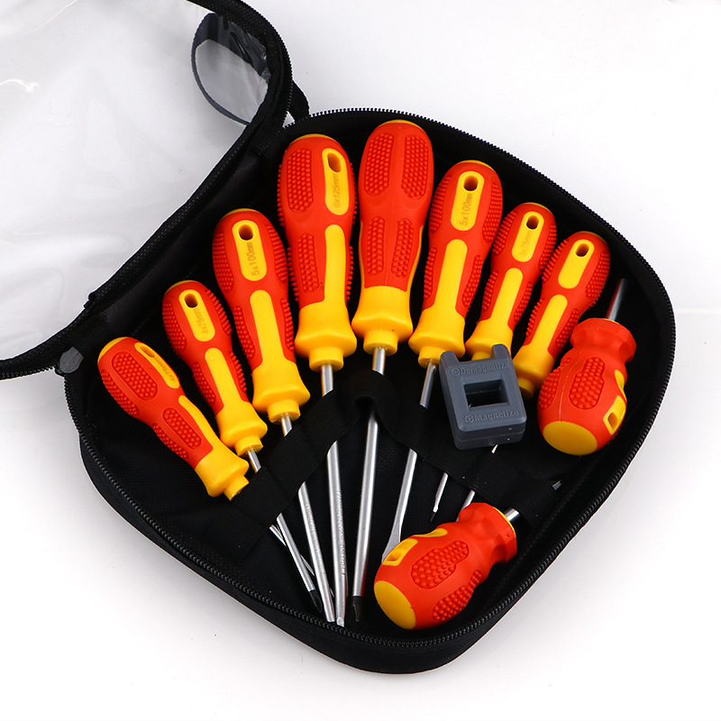 One-piece consignment cross-head screwdriver set, hardware repair tools, anti-slip handle, flat-head screwdriver full figure
