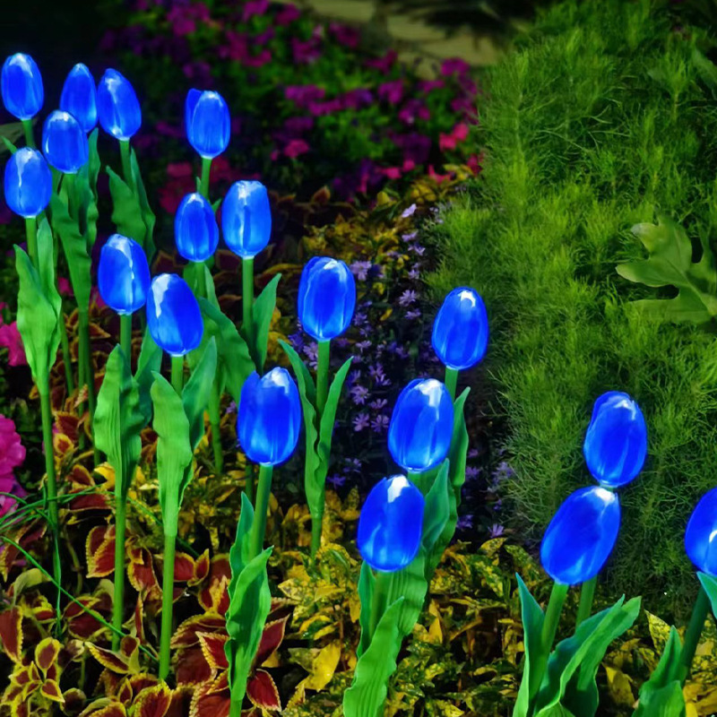 Wholesale of LED simulation outdoor waterproof tulip lamps, ground insert lamps, courtyard decorative landscape lamps in blue, red, yellow and pink IP65 Specification drawing