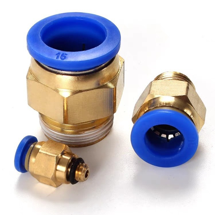 Pneumatic air pipe with threaded straight-through quick 304 stainless steel connector PL6-8-10-12-PC8-01-02 full figure