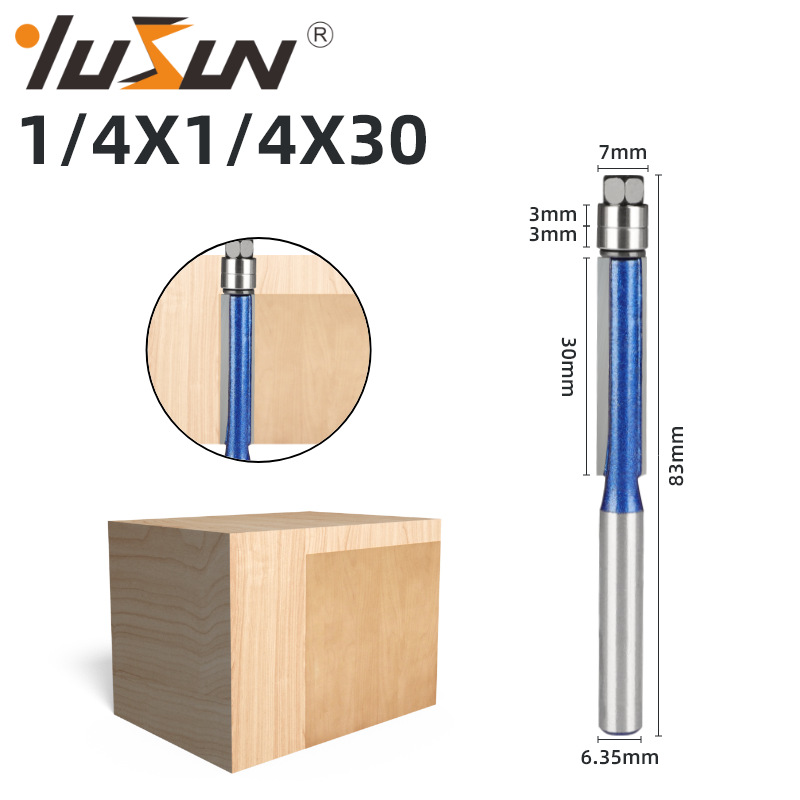 Yusheng double-axis trimming knife Flash Silver Blue 1/4 handle woodworking milling cutter with double-edge trimming machine head bakelite milling undefined