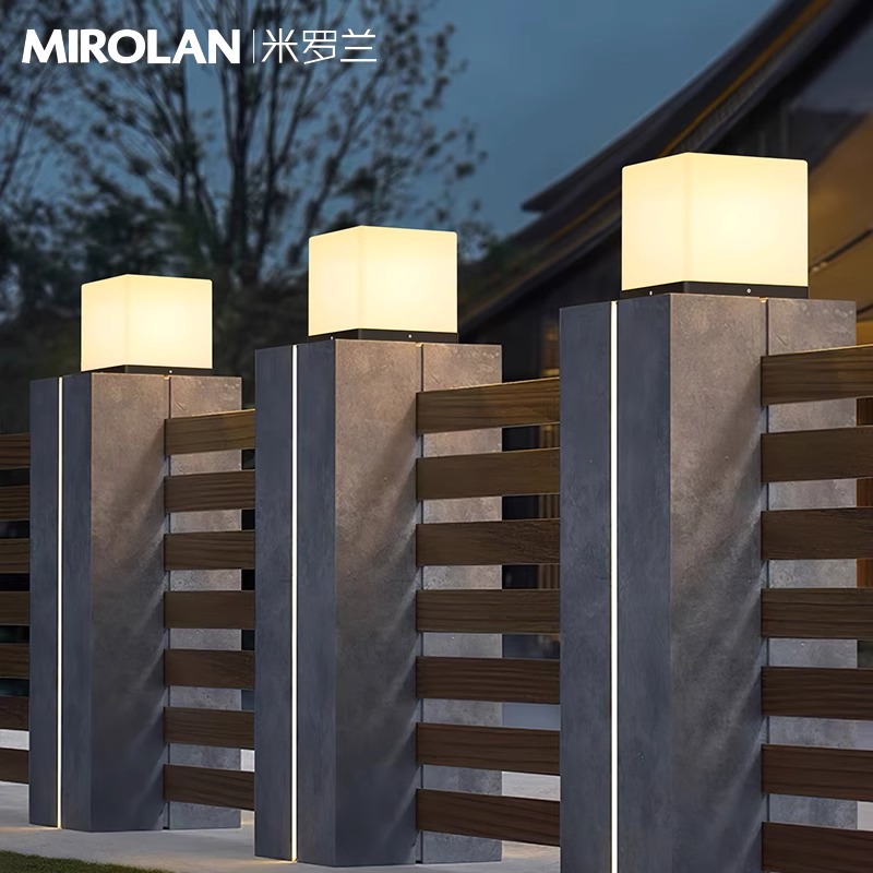 Solar column head lamp, garden lamp, modern and simple villa gate column lamp, door column lamp, wall waterproof and electrically connected type Specification drawing