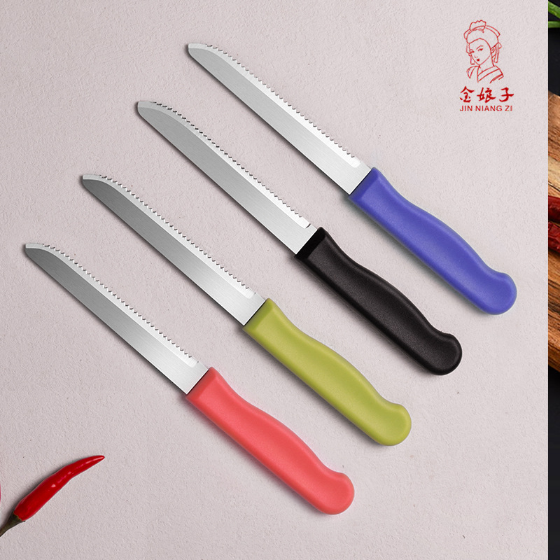 Yangjiang manufacturer's stainless steel serrated steak knife, Nordic-style household fruit and vegetable knife, camping Western-style steak knife details Picture