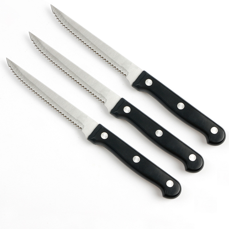 1.2MM outdoor barbecue BBQ knife, kitchen stainless steel steak serrated knife, Western cuisine steak knife details Picture