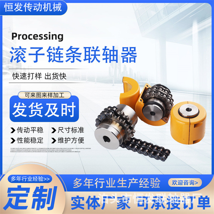 GL roller chain coupling with cover gear sprocket connector, high-torque elastic coupling full figure
