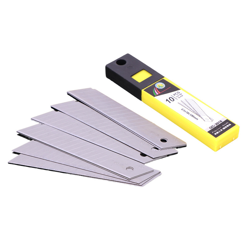 Gangchen thickened carbon steel blade 18mm black sharp utility blade, household wallpaper knife replacement blade manufacturer Item Picture
