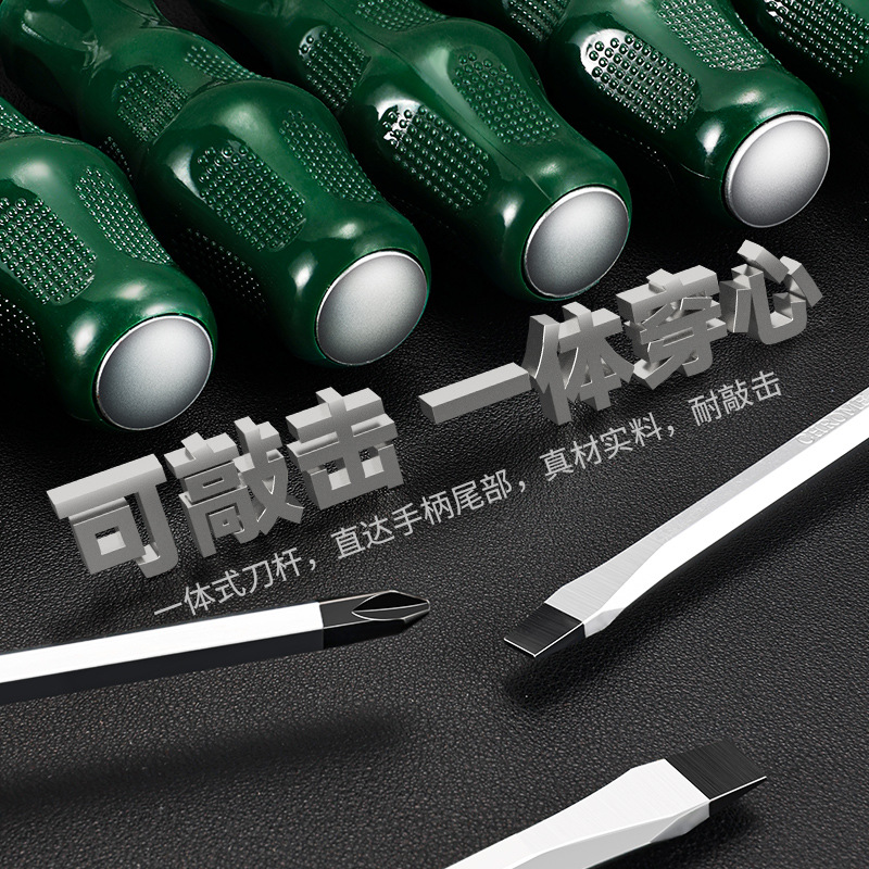 Wholesale portable dual-purpose cross-head screwdrivers, industrial-grade high-hardness, impact-resistant through-hole flat-head screwdrivers details Picture